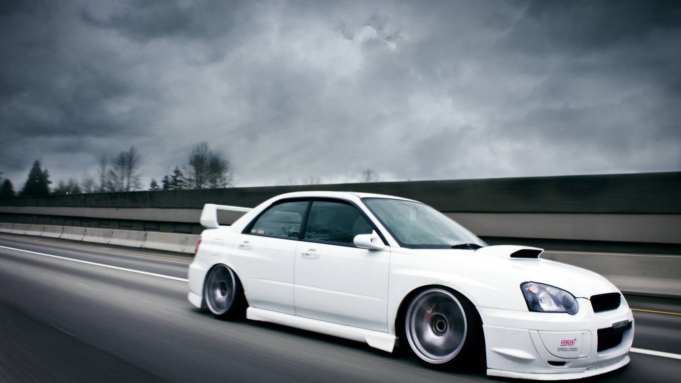 , sti, road, Subaru, white, , impreza