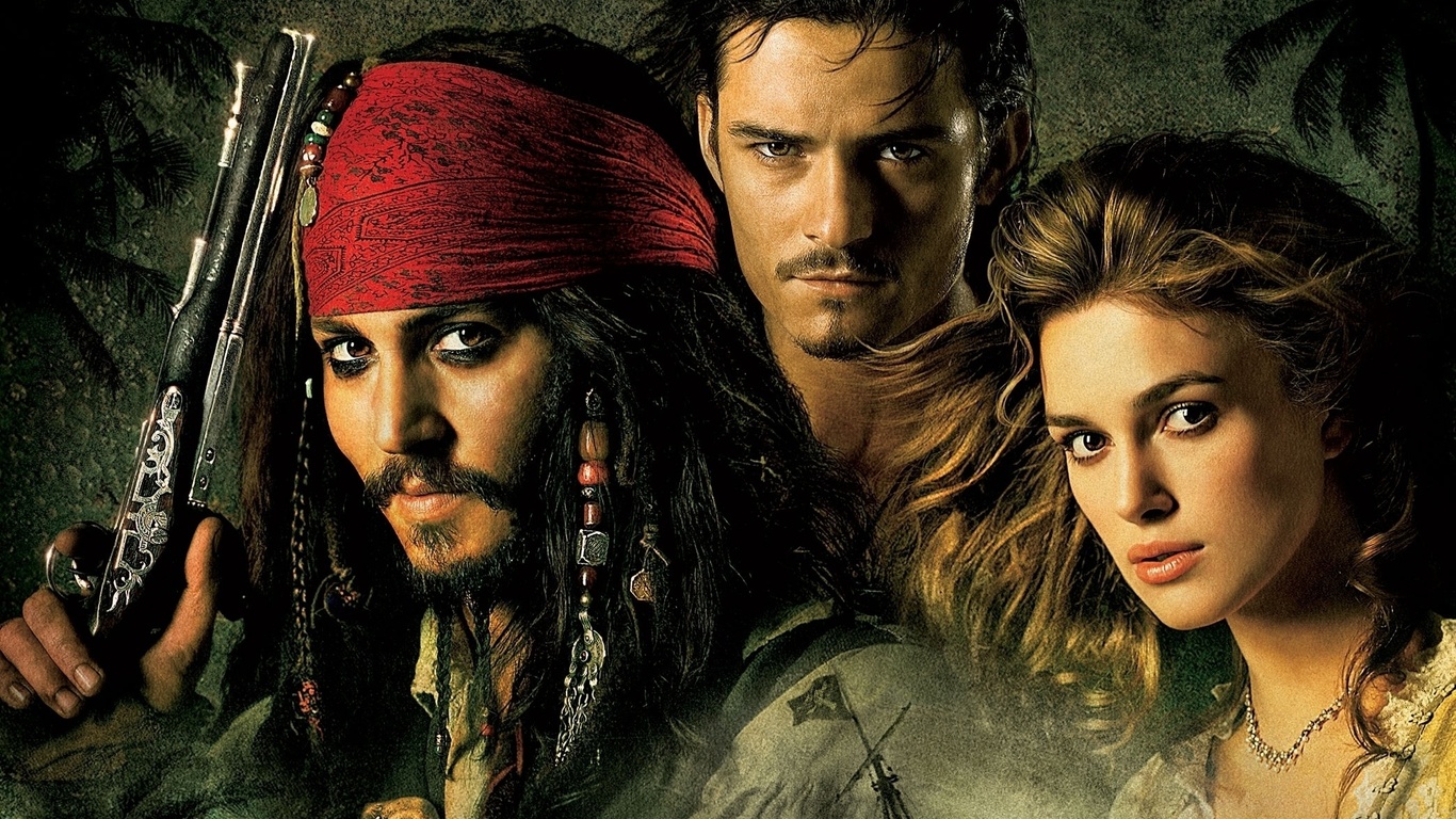 the curse of the black pearl, The pirates of the caribbean, johnny depp, orlando bloom