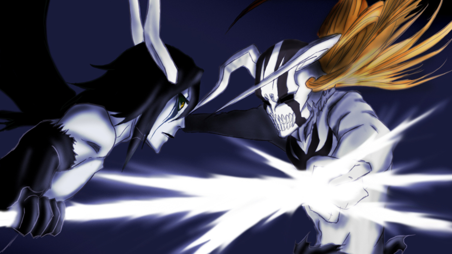 Картинки hollow ichigo, улькиорра, битва, арранкар, Аниме, bleach - обои  1920x1080, картинка №11022