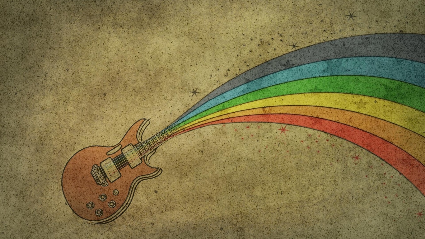 , , guitar, rainbow, 