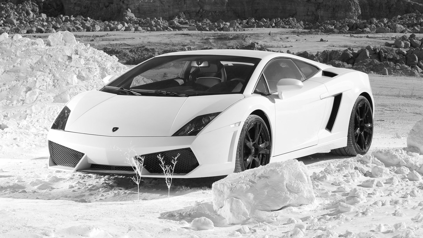 Lamborgini, gallardo, cars, snow