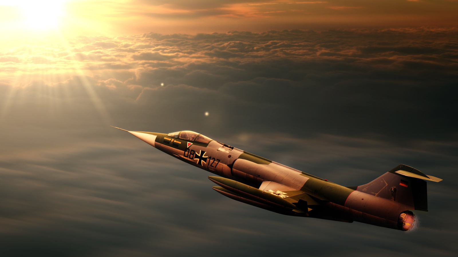 starfighter, interceptor, sunset, F104, jet