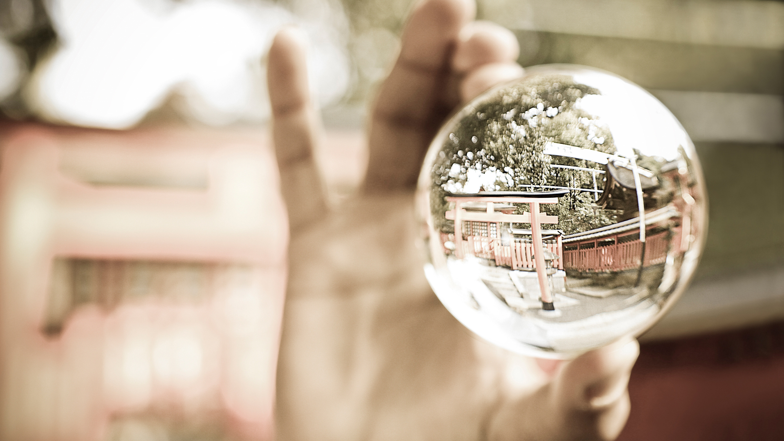 glass, , , ball, reflection, , , , hand