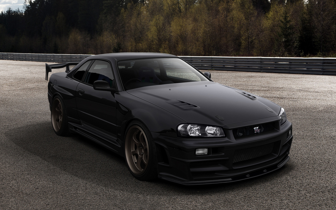 gtr34, black, Nissan