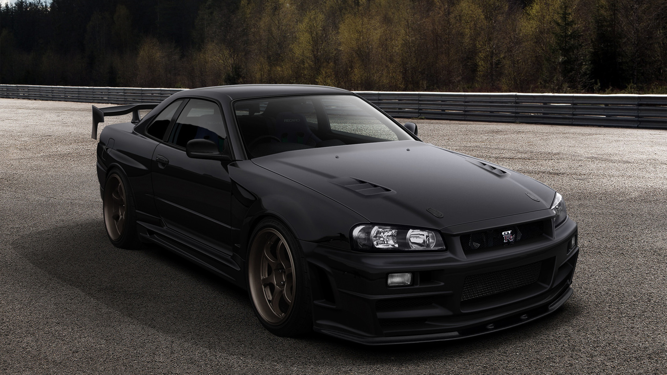 gtr34, black, Nissan