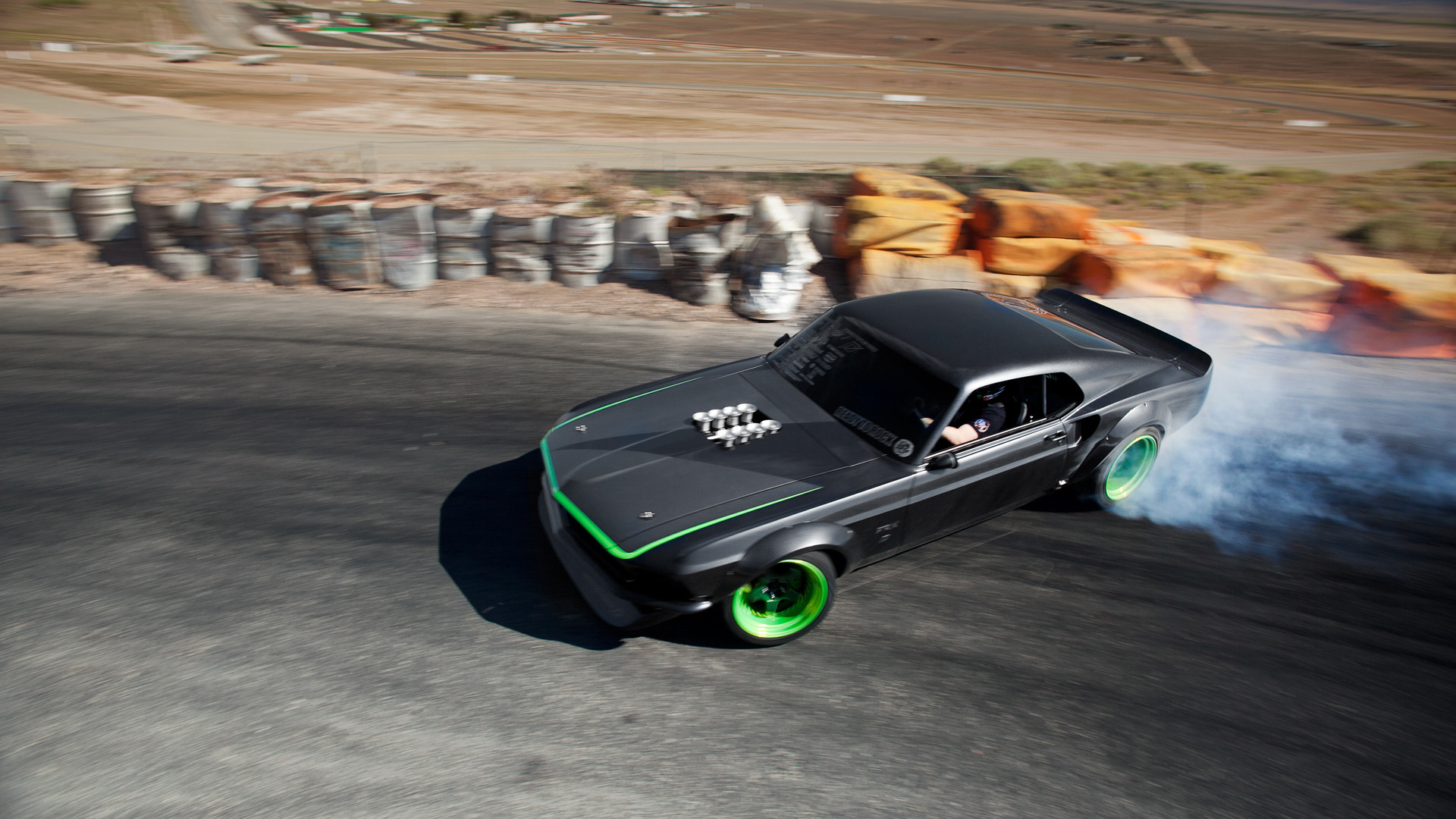 drift, mustang, black, rtr-x, Ford, 