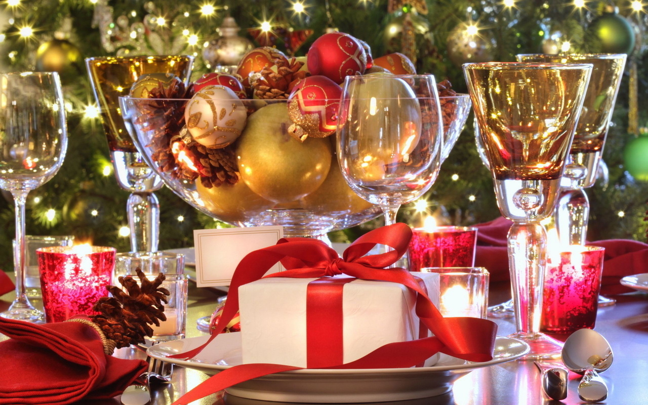 gift, new year,  , elegant holiday table,  