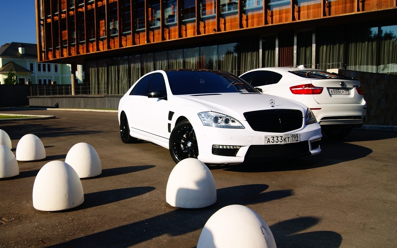 Картинки s-klasse, бмв, mersedes, машины, white, авто, x6, bmw - обои  1280x800, картинка №28671