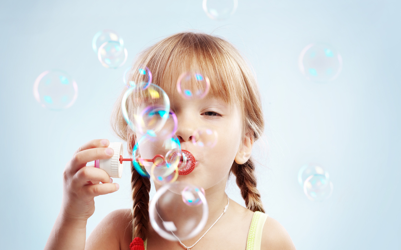 bubbles, children,  , Cute little girl, childhood, happiness, child, joy