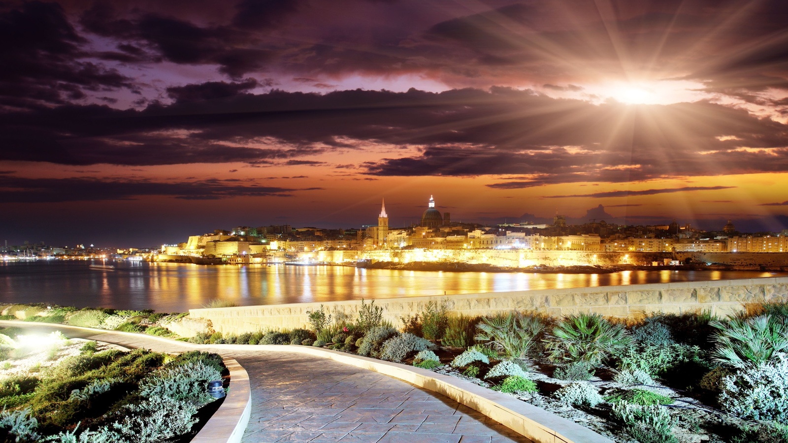 , clouds, , road, Evening city, season, landscape, scenery, beauty