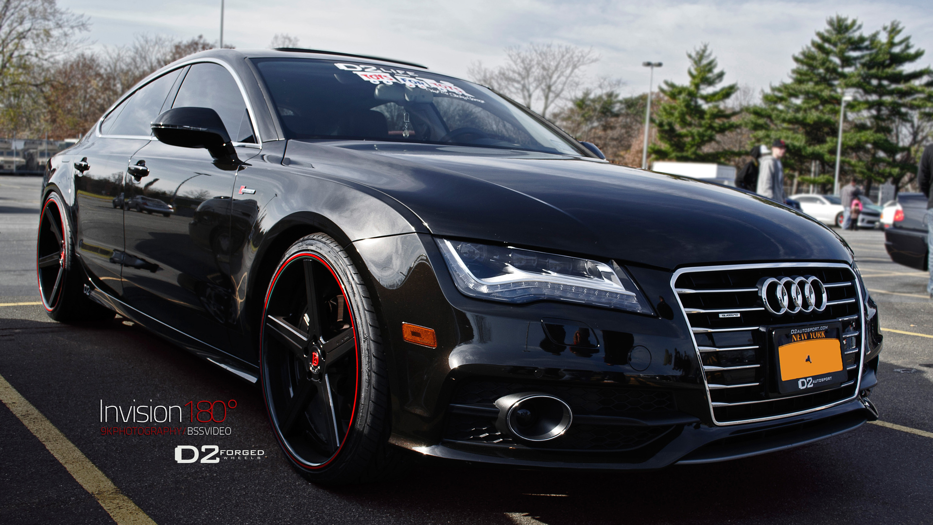 with deep concave cv2 wheels by d2forged, audi a7, black