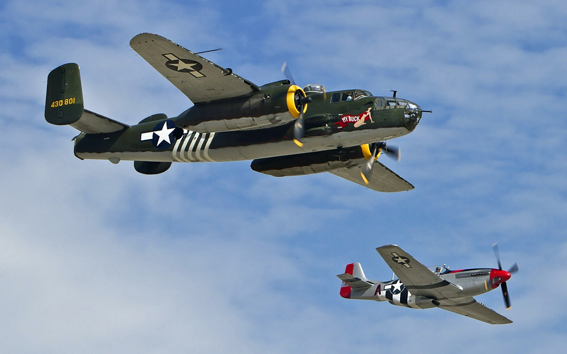 lemoore - reeves field, North american b-25j mitchell and north american p-51d mustang