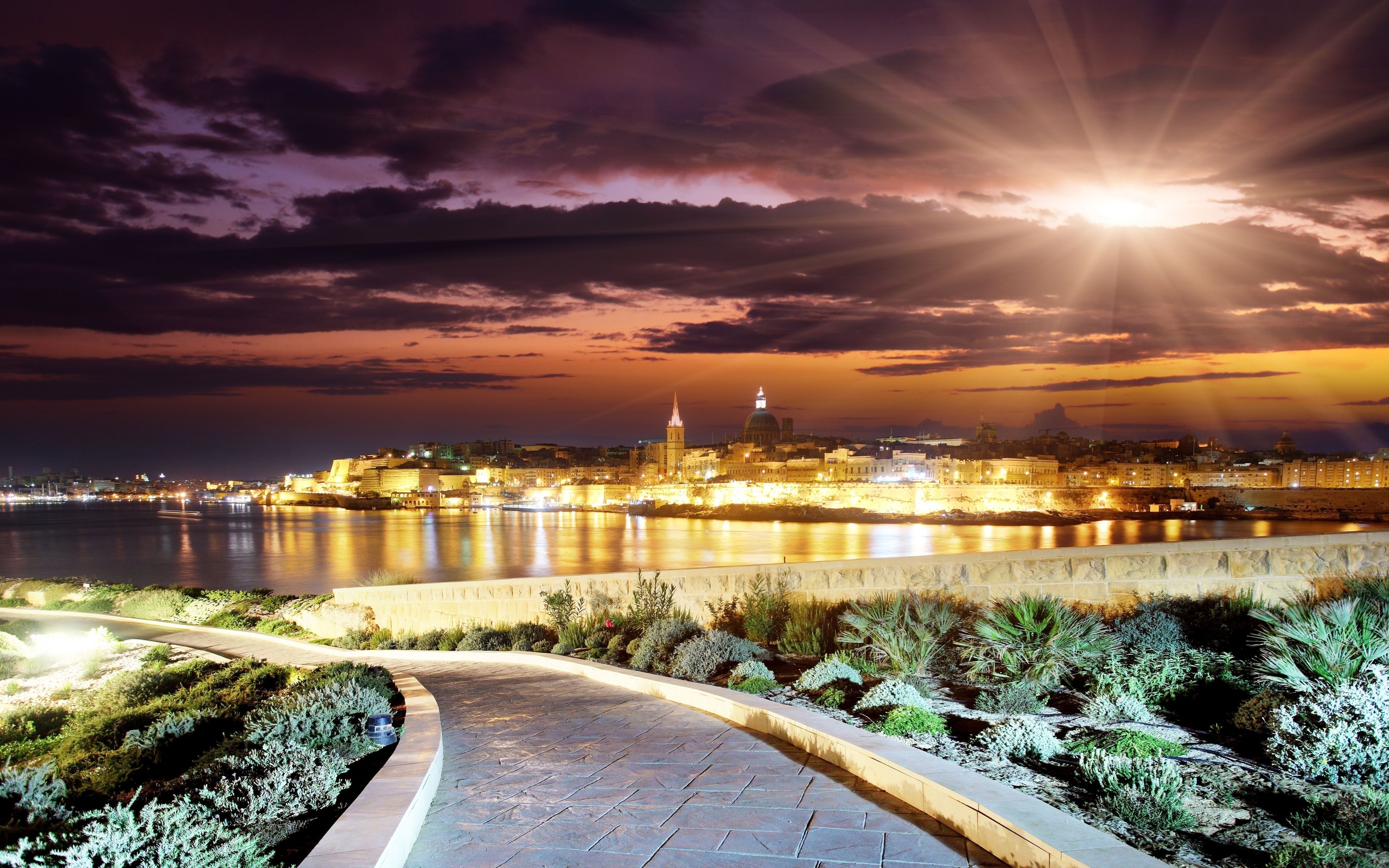 , clouds, , road, Evening city, season, landscape, scenery, beauty