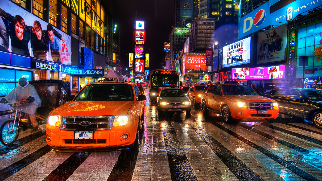 New york, rain dance, , -, usa, night, nyc, times square, , , 