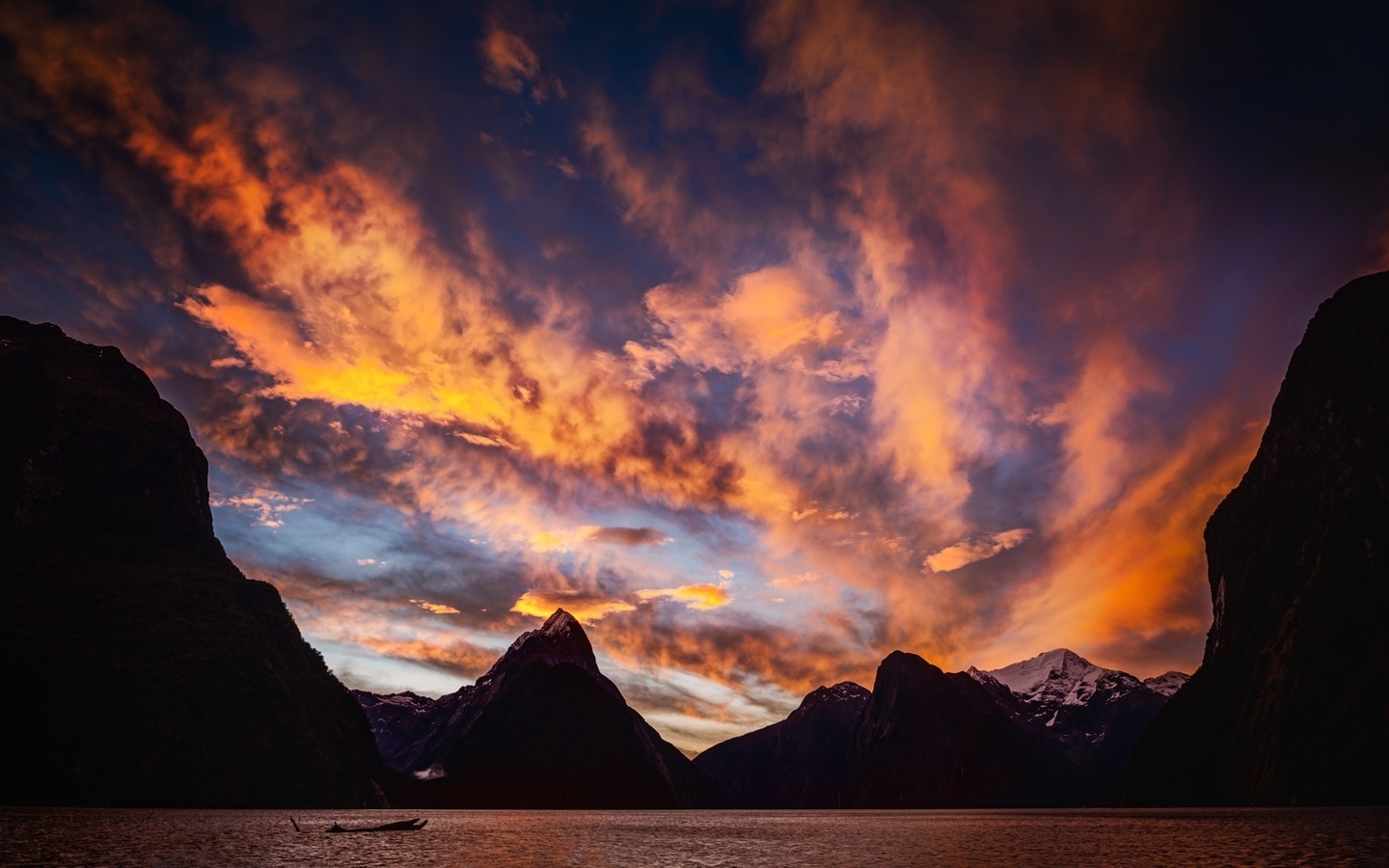 new zealand,  , sunset, milford sound