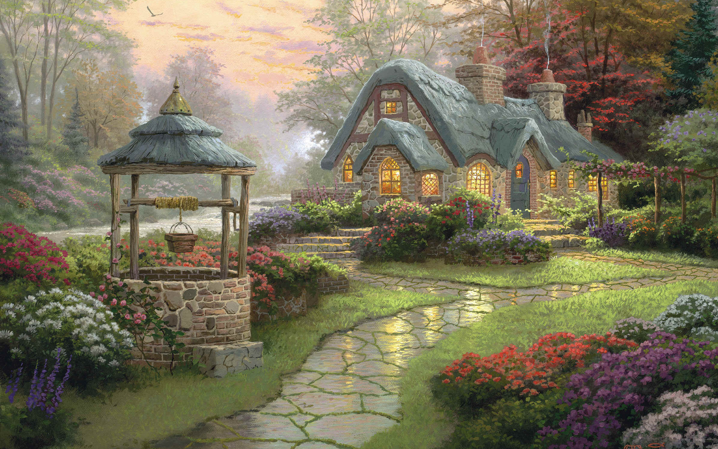 thomas kinkade, , , , , make a wish cottage