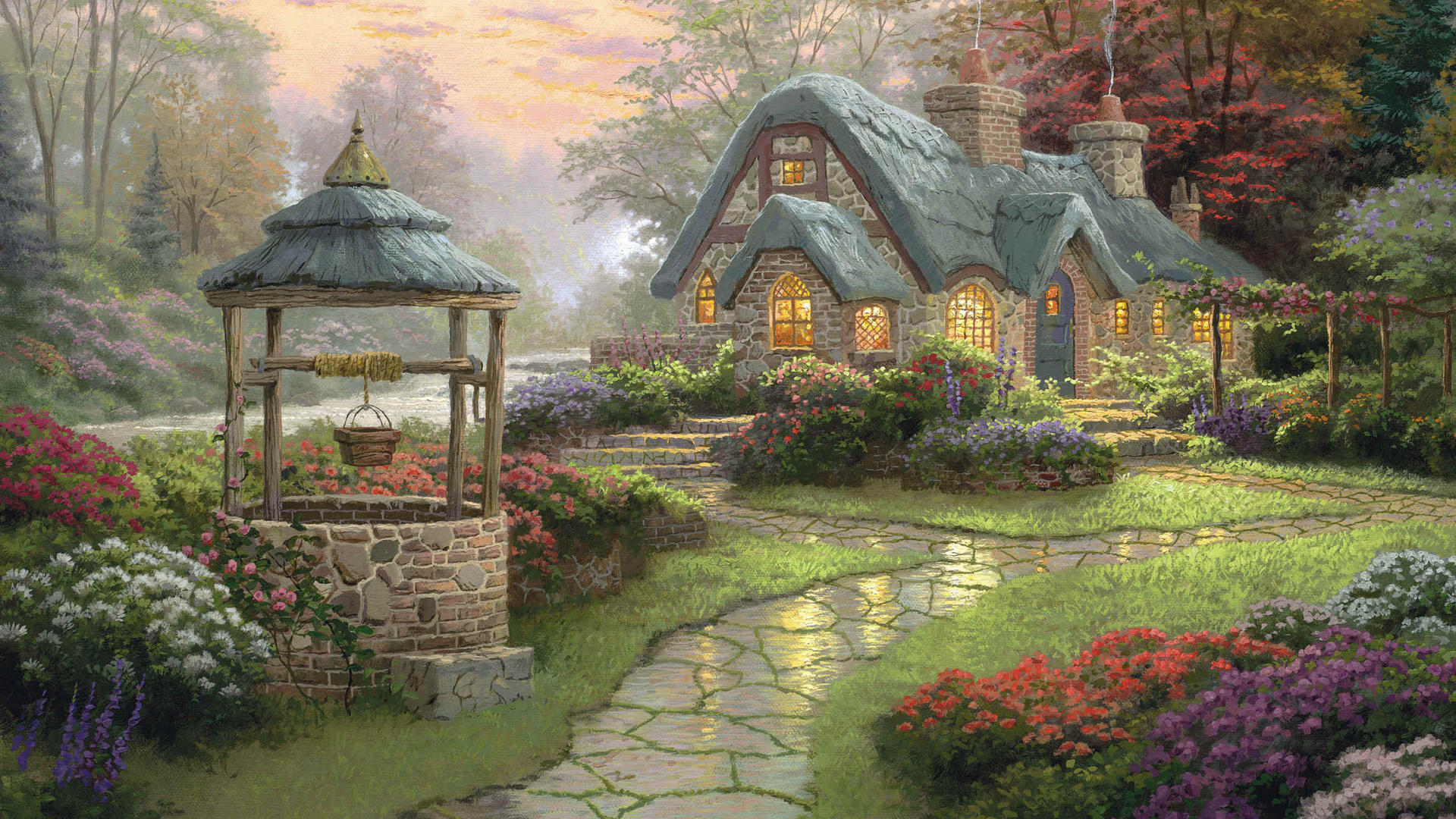 thomas kinkade, , , , , make a wish cottage