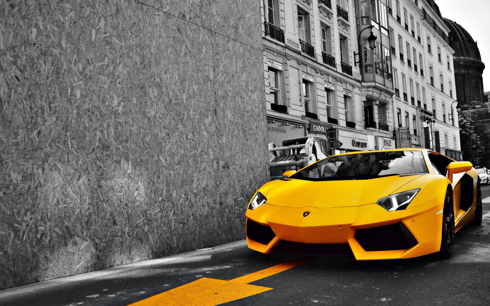 lamborghini, aventador, yellow