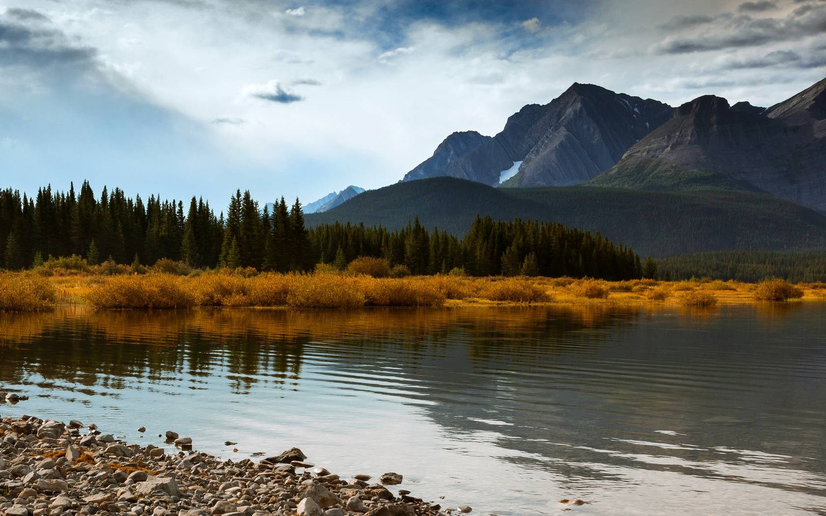 forest, mountains, sky, canada, trees, lake, blue, autumn, alberta, ,, 