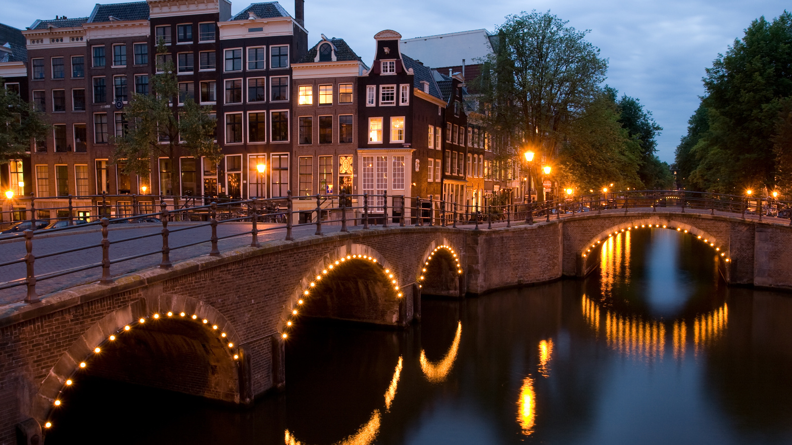 netherlands, keizersgracht, reguliersgracht, View, dusk, amsterdam, corner