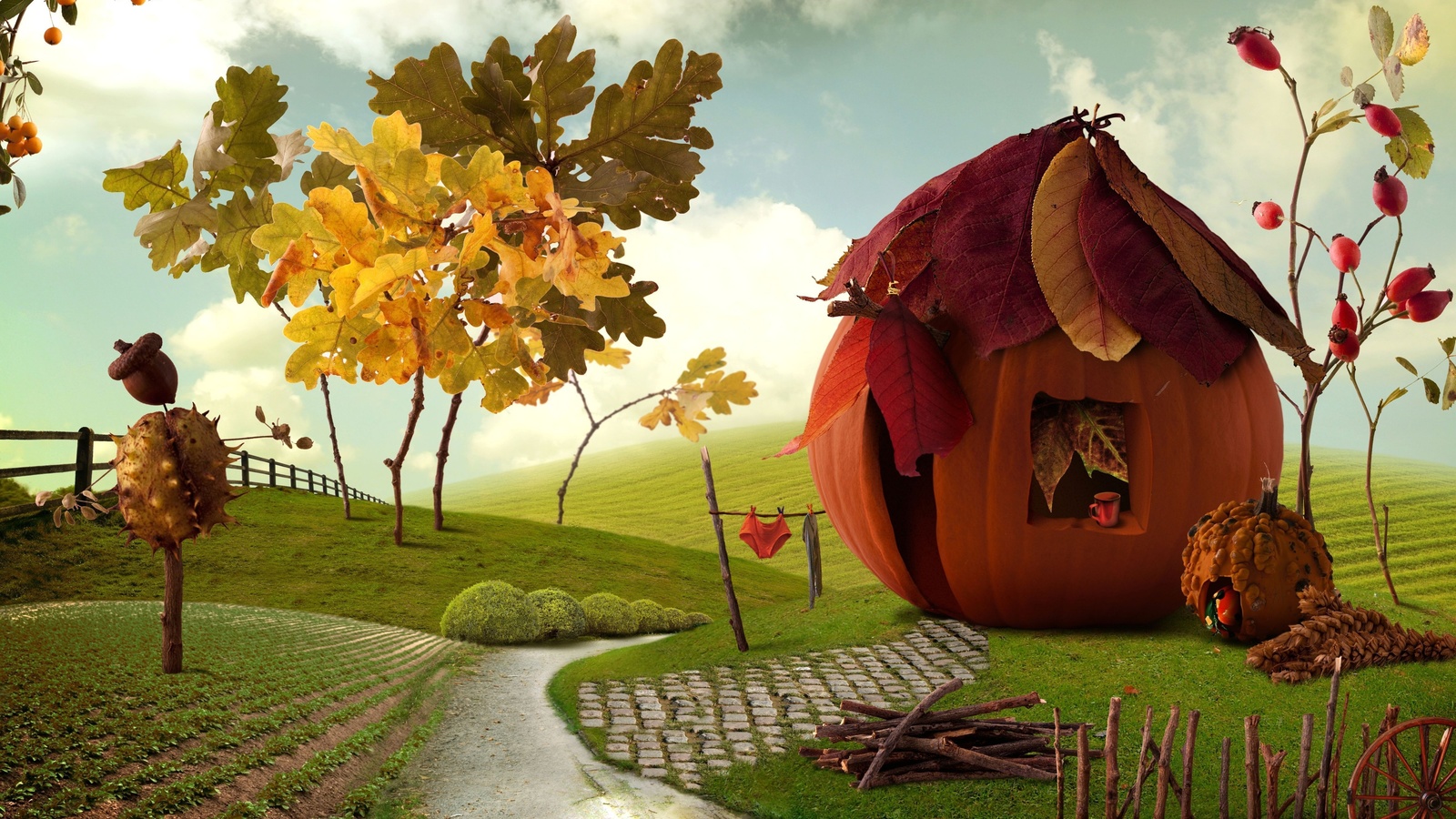 , , , village, chalet, , Pumpkin house, art, ,