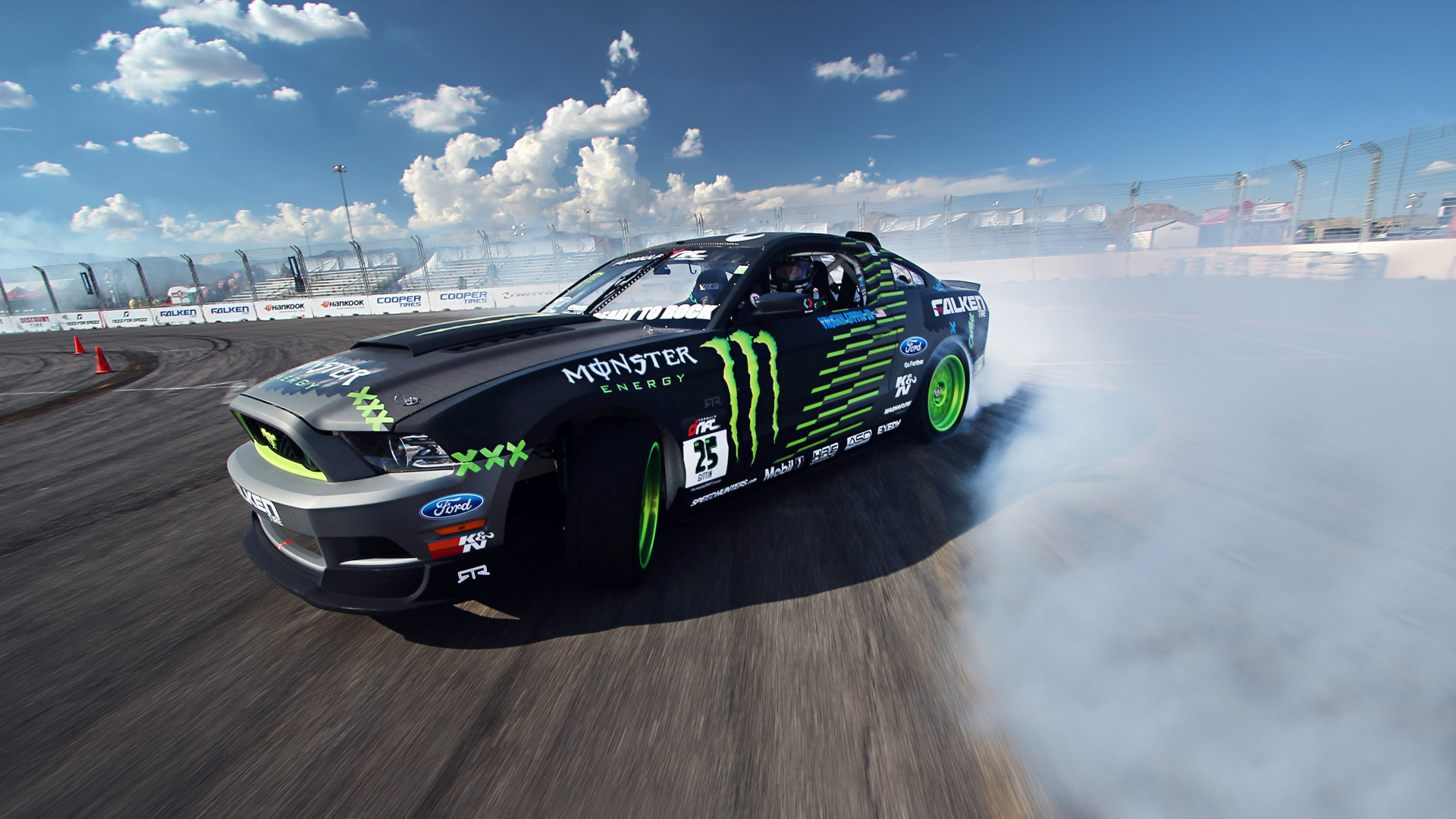 competition, drift, sportcar, mustang, clouds, Ford, gt, smoke, tuning