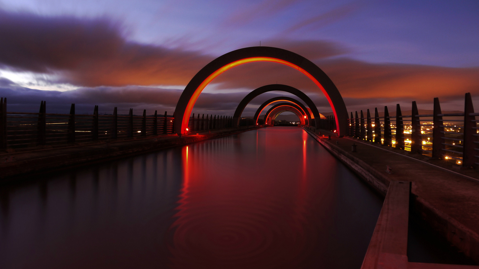 scotland, city, united kingdom, night, lights, falkirk, great britain