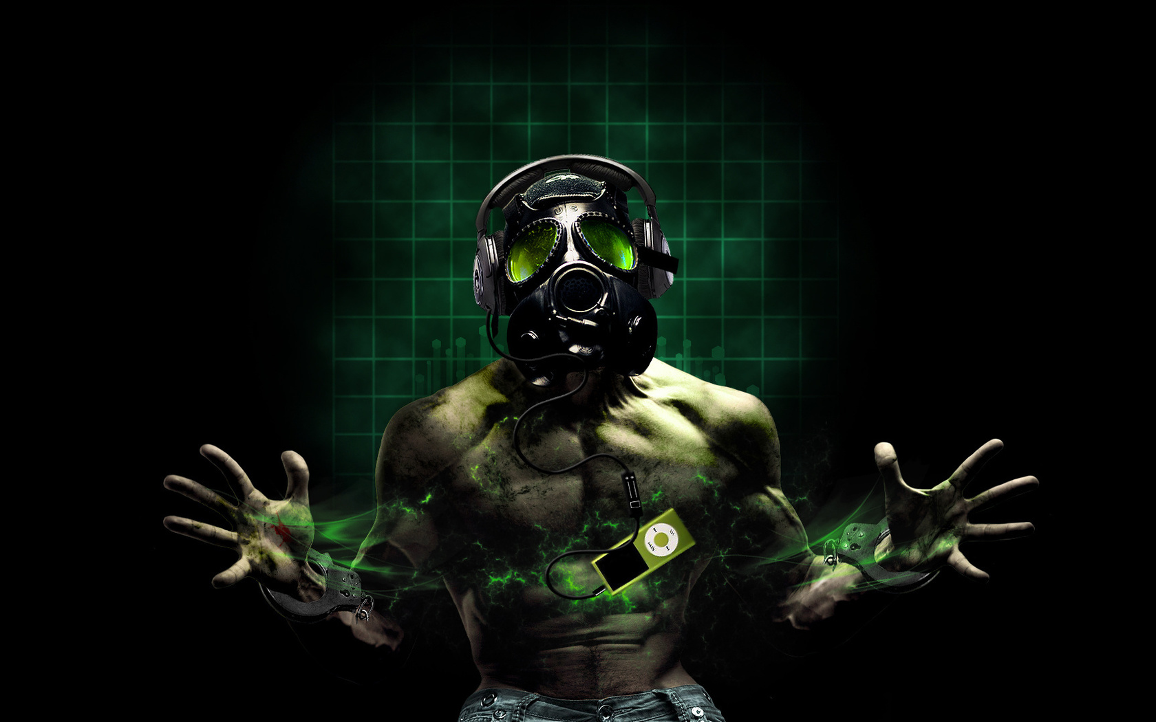 photoshop, music, gas mask, , ipod, , 