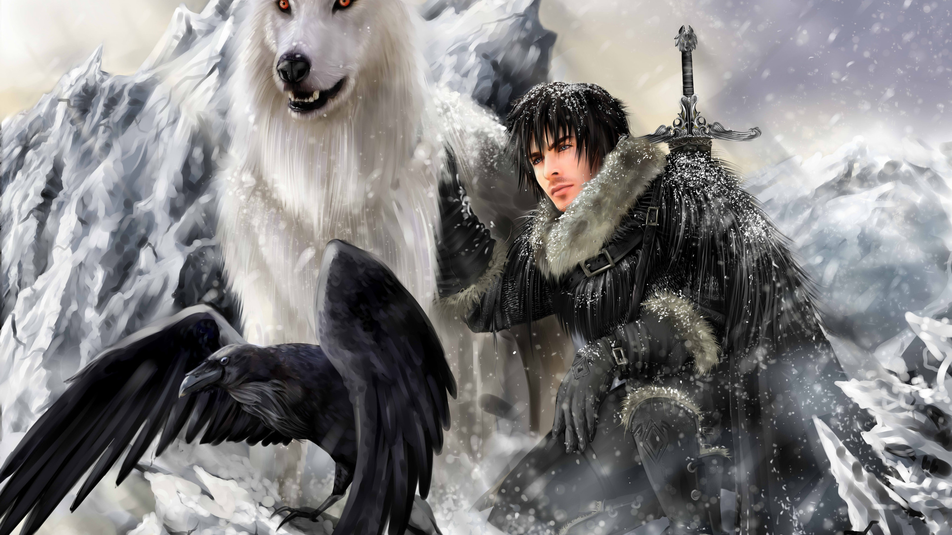 The song of ice and fire, game of thrones, direwolf, john snow, ghost