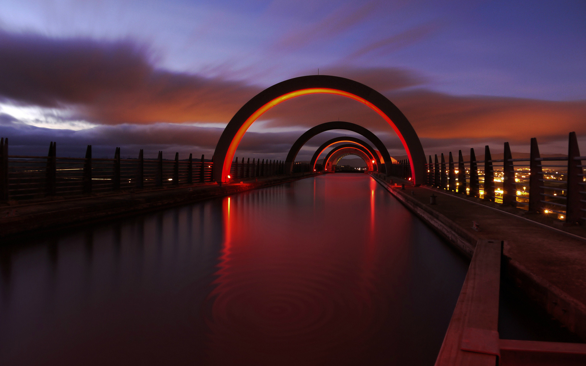 scotland, city, united kingdom, night, lights, falkirk, great britain