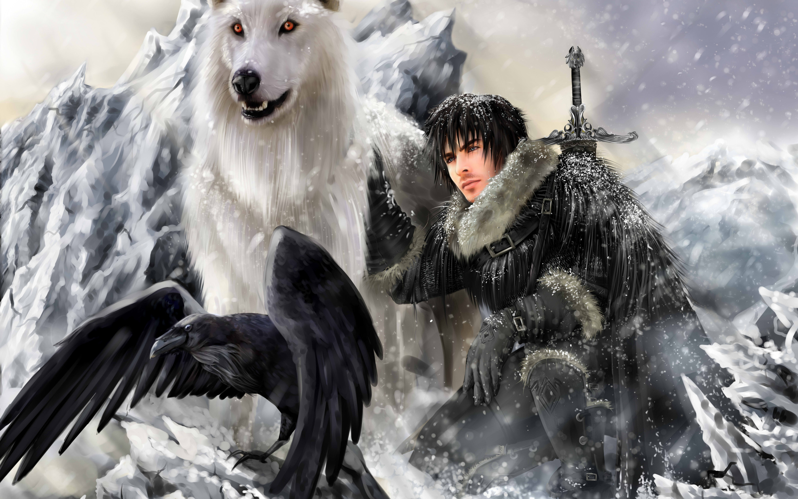 The song of ice and fire, game of thrones, direwolf, john snow, ghost