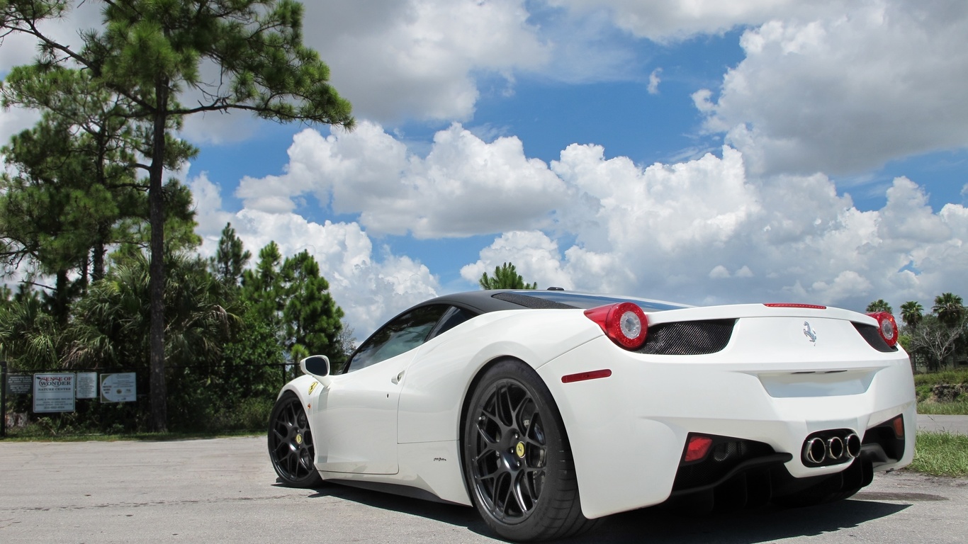 458 italia, wheels, , , Ferrari, sky, , black, white