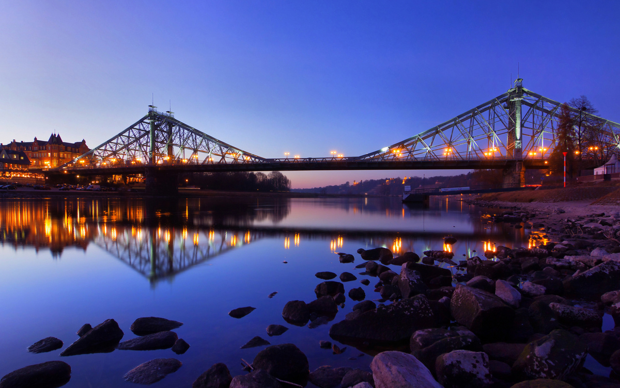 Dresden, , , germany, night, blaues wunder