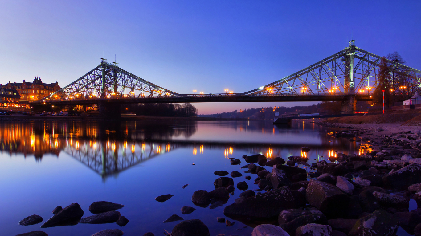 Dresden, , , germany, night, blaues wunder