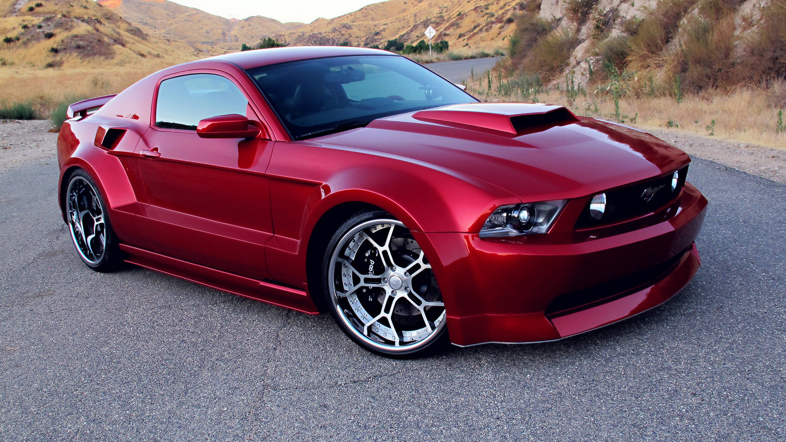 tuning, wide body kit, red, Ford mustang gt, rims