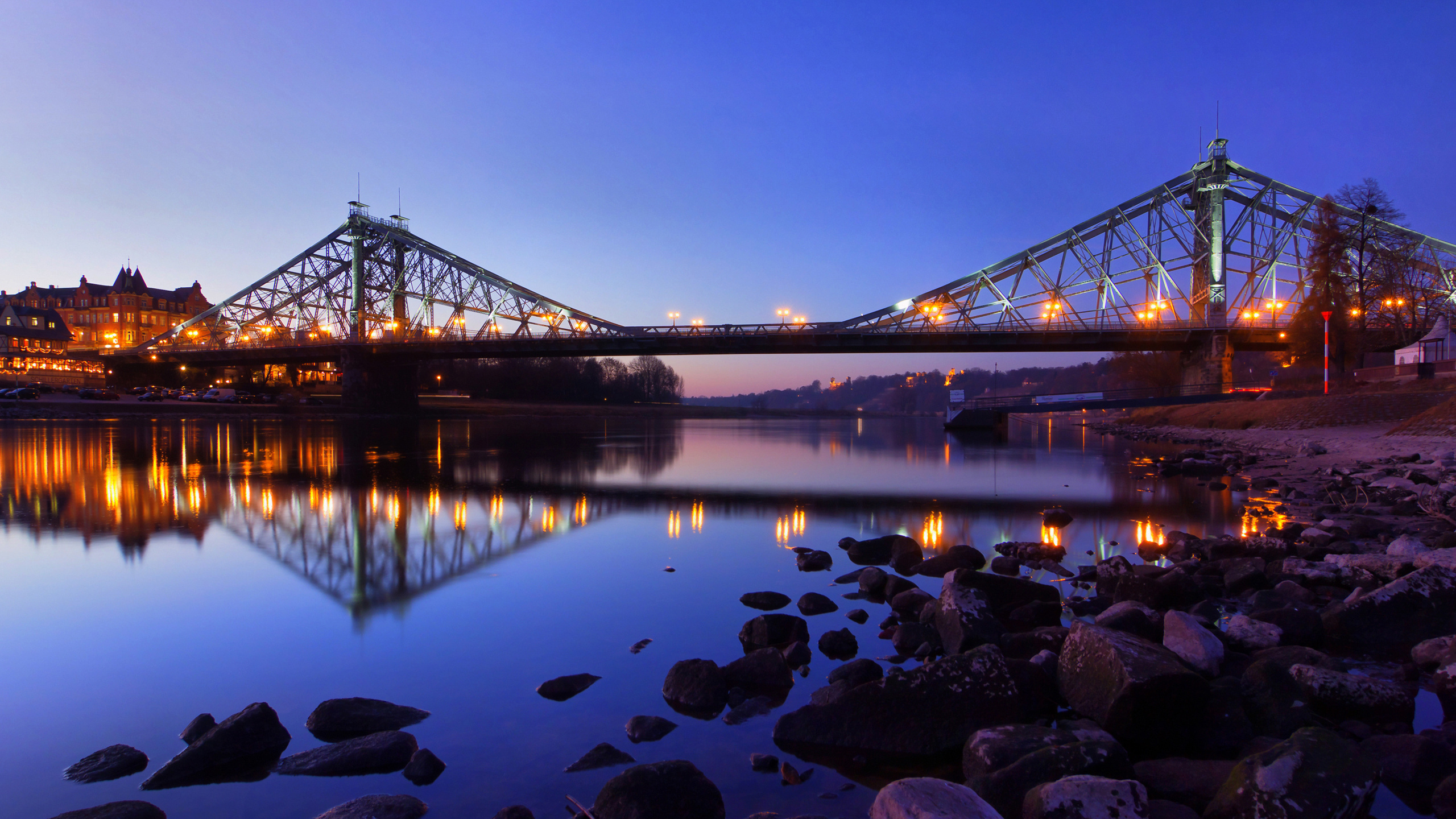 Dresden, , , germany, night, blaues wunder