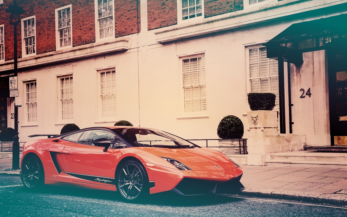 lambo, orange, house