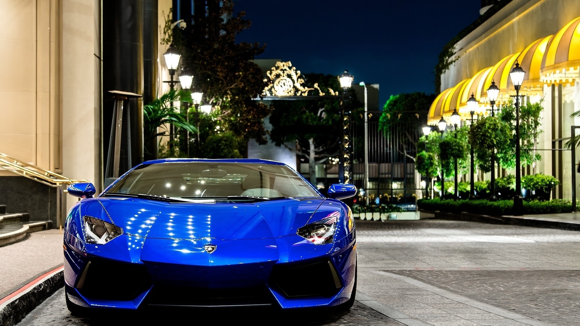 lamborghini, aventador, blue