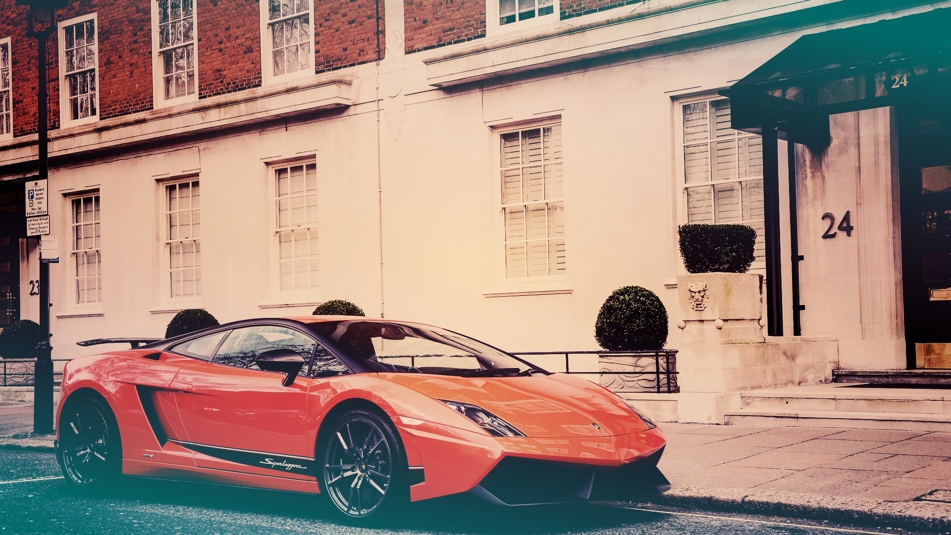 lambo, orange, house