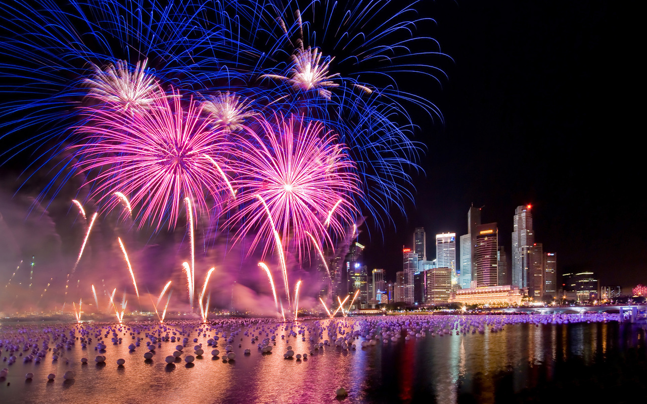 Fireworks, new year, singapore, , , 