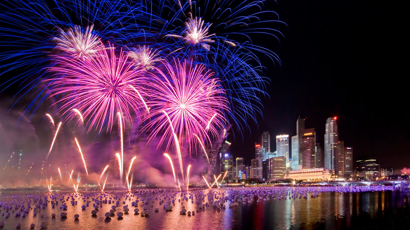 Fireworks, new year, singapore, , , 