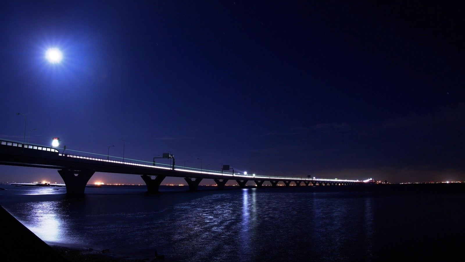 , bridge, , water, light, , river, , , moon, 