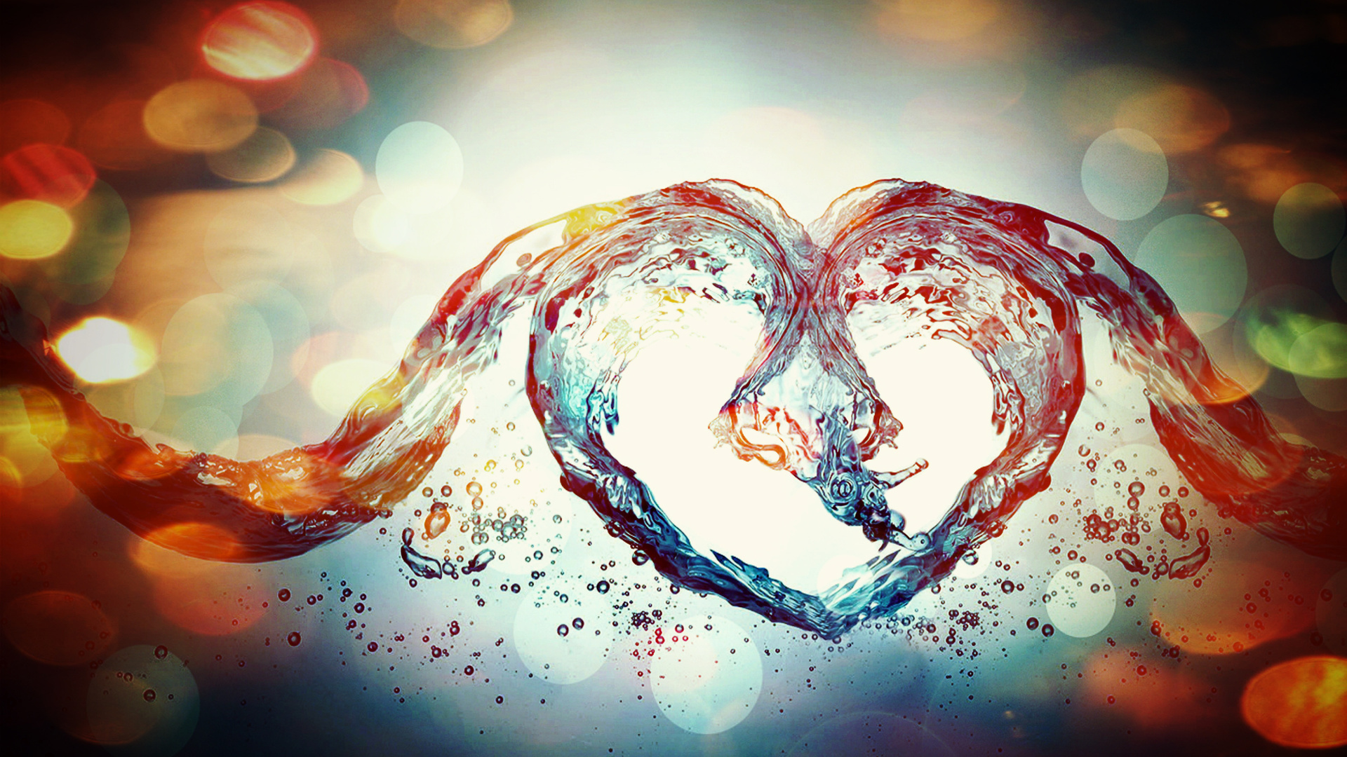 effects, , blue, water, abstract, colourful, , Love, heart, 