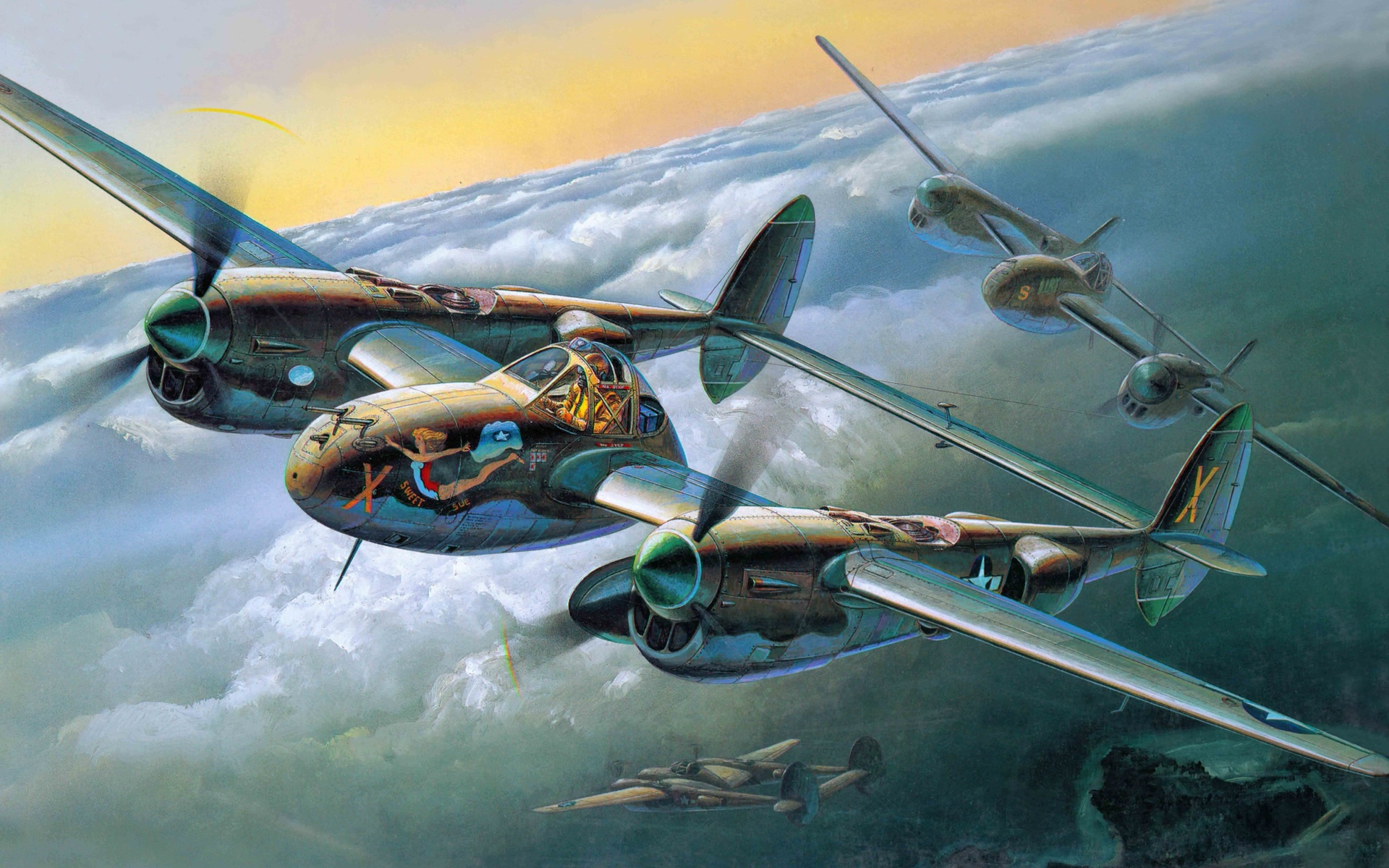 , , p-38j, , ww2., , lightning, sweet sue, murphey