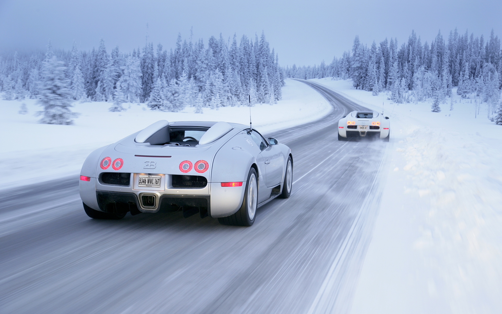 white, veyron, , winter, , drive, Bugatti