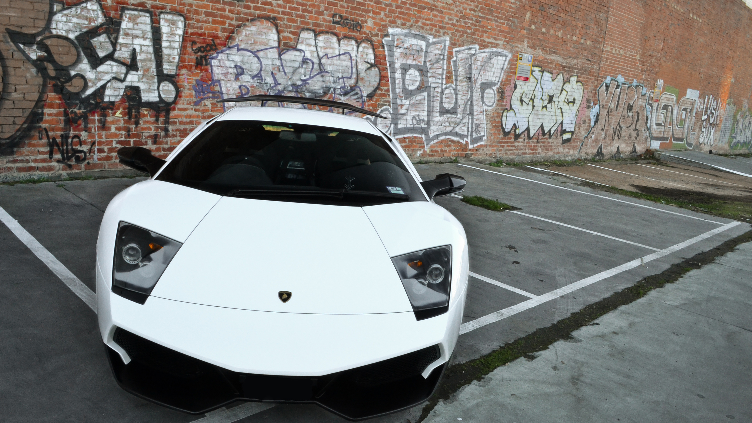 , graffiti, lp670-4 sv, white, wall, murcielago, Lamborghini