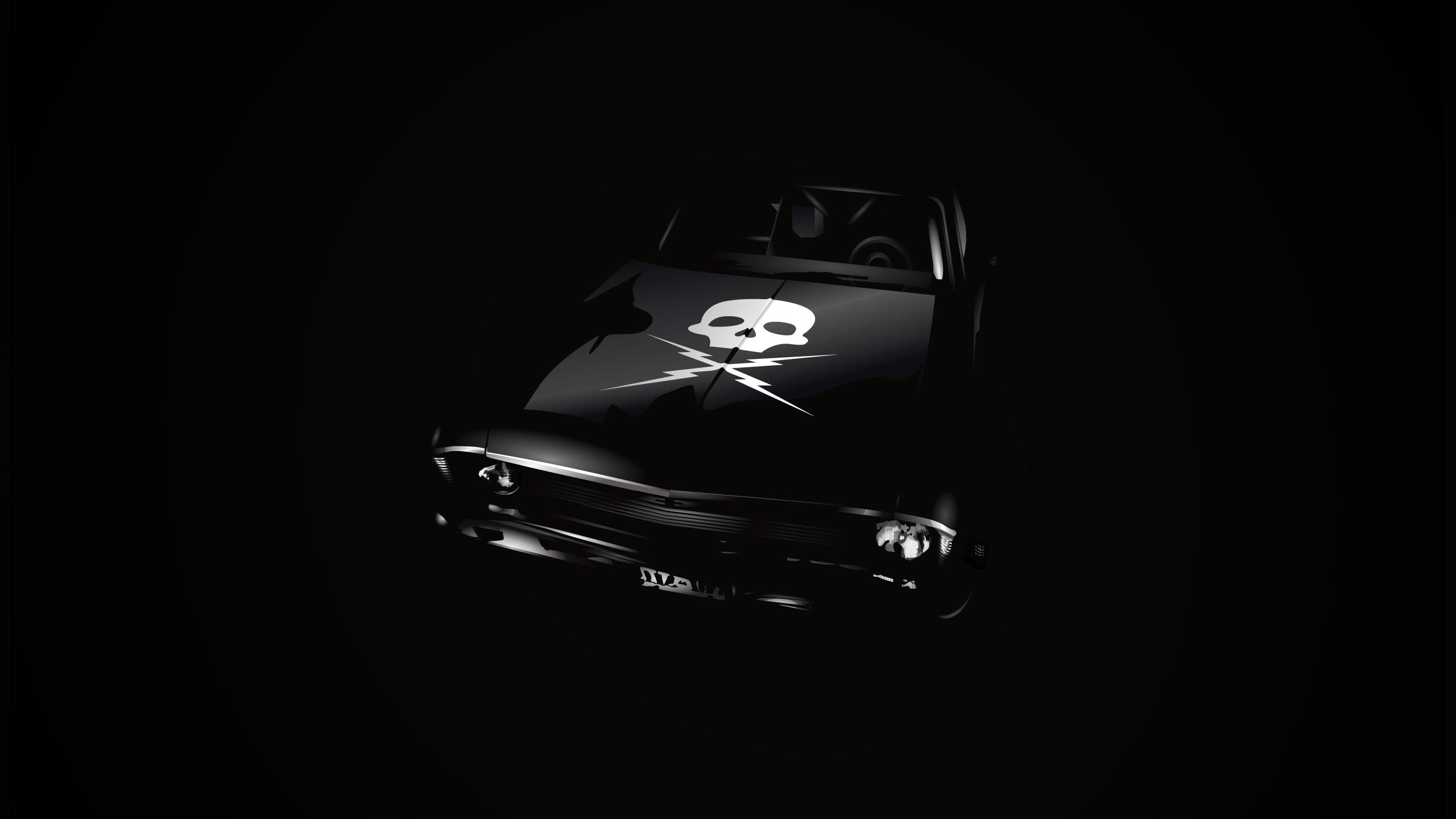 chevrolet, black, skull