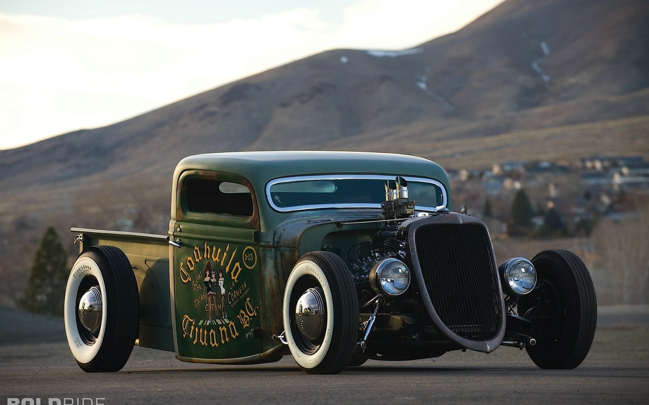 pickup, Ford, 1935, rat rod, v8