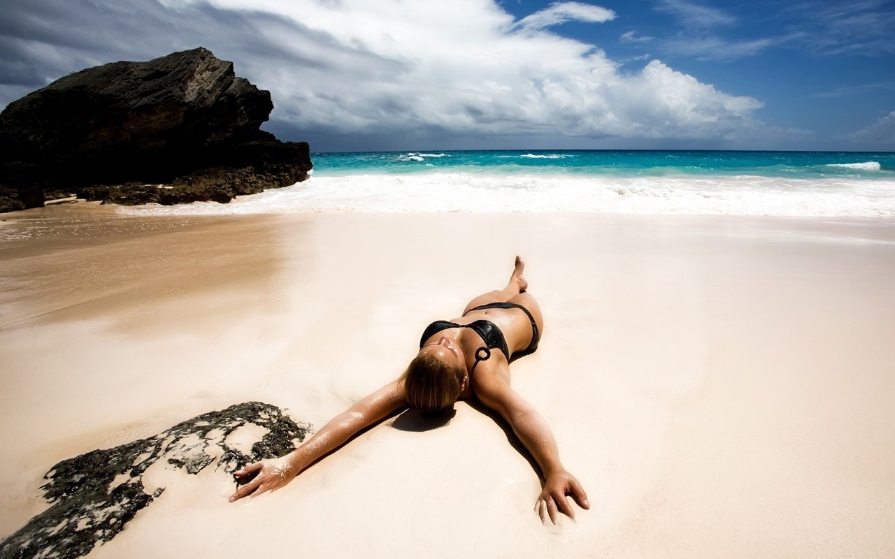 beach, model, bikini, girl