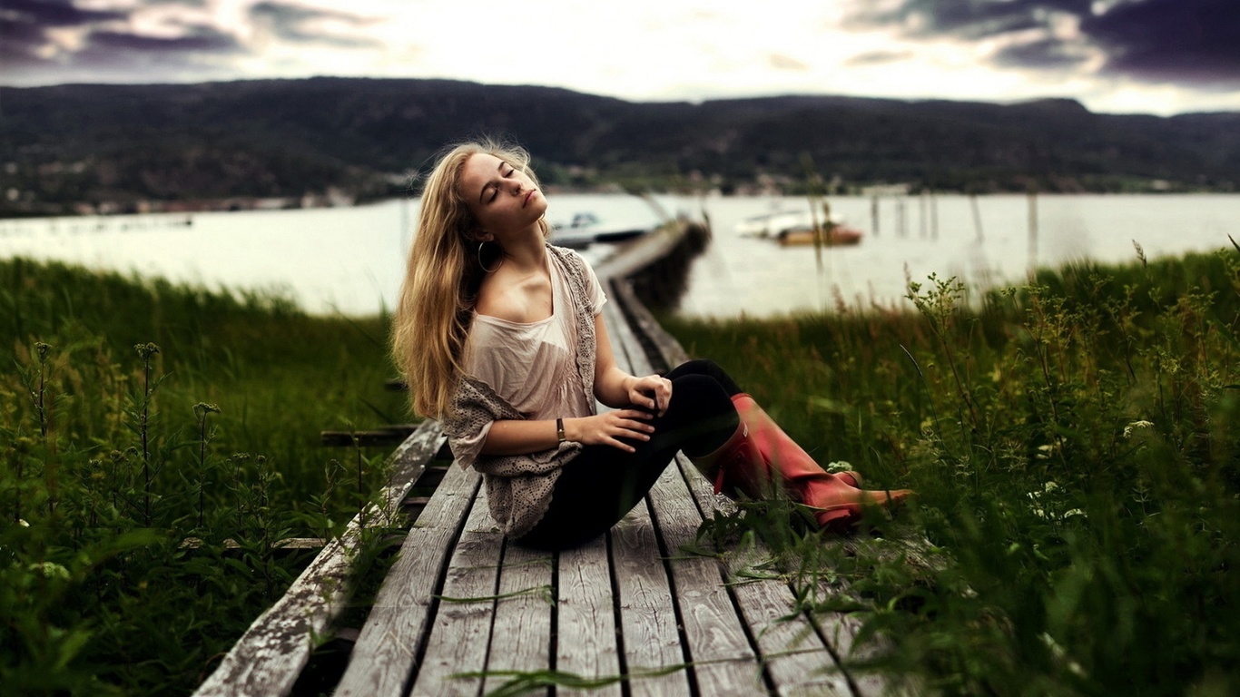 girl, landscape, hair, ,